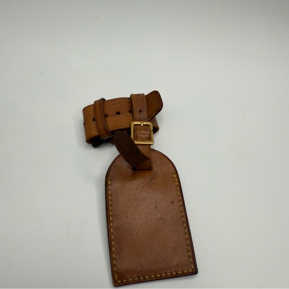 ❌Sold❌Louis Vuitton ~ Vachetta Brown Leather Luggage ID Name Tag & Poignet - Picture 2 of 2